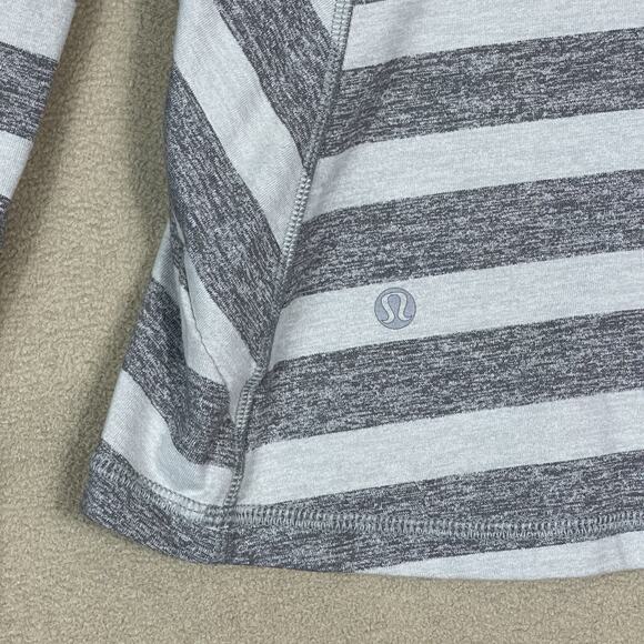 Lululemon Pullover Womens 8 Gray Striped Race Your Pace 1/2 Zip Long Sleeve Top - Picture 8 of 10